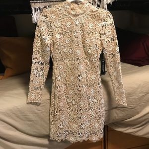 White and gold laced dress